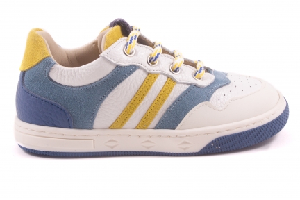 wit leder blauw geel strepen